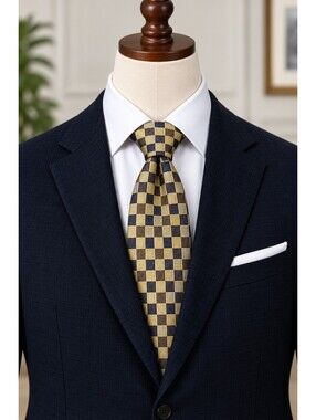 Valerio Garati Handmade Pure Silk Checkerboard Pattern Tie